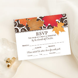 Cartão RSVP Casamento outono Elegante das Folhas de outono e d
