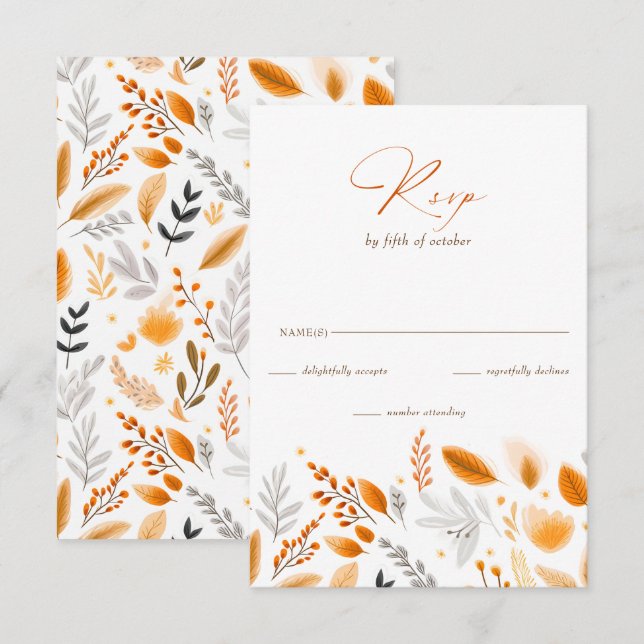 Cartão RSVP Casamento outono Elegante de Script Moderno do Ter (Frente/Verso)