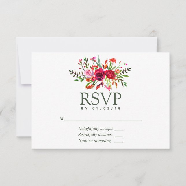 Cartão RSVP Casamento outono Floral (Frente)
