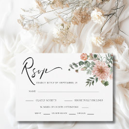 Cartão RSVP Casamento outono Floral Boho Terracotta