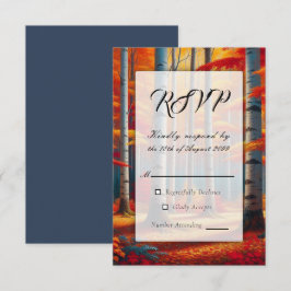 Cartão RSVP Casamento outono Rustic Birch Tree