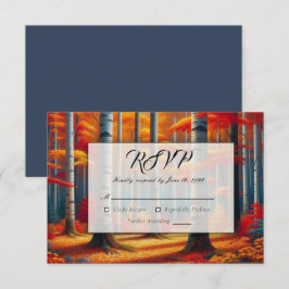 Cartão RSVP Casamento outono Rustic Birch Tree