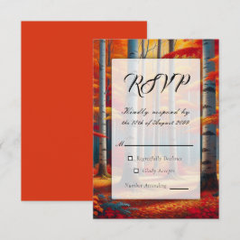 Cartão RSVP Casamento outono Rustic Birch Tree
