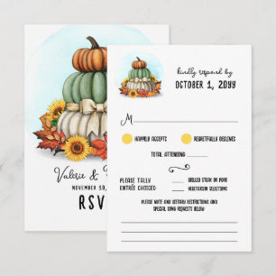 Cartão RSVP Casamento outono Rústico de Fazenda Rústica da Pum