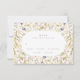 Cartão RSVP Casamento Oval Primavera Boho Wildflower Pampas
