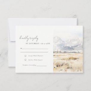 Cartão RSVP Casamento Paisagem Aquarela Jackson Hole Wyoming