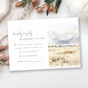 Cartão RSVP Casamento Paisagem Aquarela Jackson Hole Wyoming