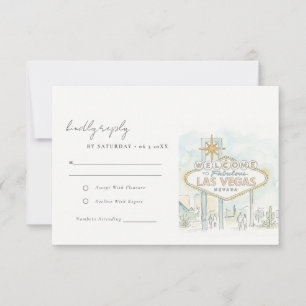 Cartão RSVP Casamento Paisagem Aquarela Las Vegas Nevada