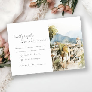 Cartão RSVP Casamento Paisagem Aquarela Santa Marta Colômbia