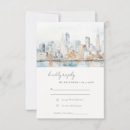 Cartão RSVP Casamento Paisagem Aquarela São Francisco
