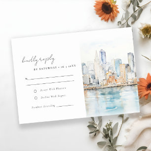 Cartão RSVP Casamento Paisagem Aquarela São Francisco
