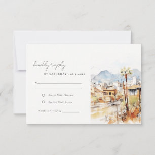 Cartão RSVP Casamento Paisagem Aquarela Tucson Arizona
