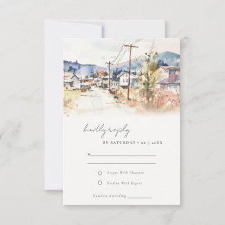 Cartão RSVP Casamento Paisagem Asheville Carolina do Norte