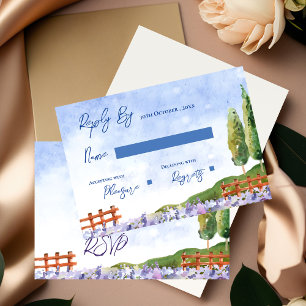 Cartão RSVP Casamento paisagístico de Campos de Lavanda Bonito