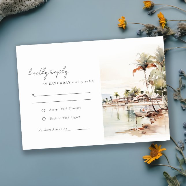 Cartão RSVP Casamento paisagístico de Montego Bay Jamaica (Criador carregado)