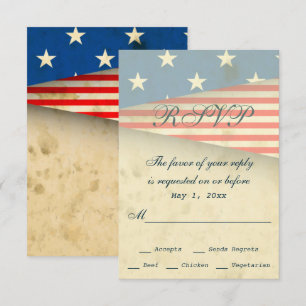 Cartão RSVP Casamento Patriótico Vintage American Flag