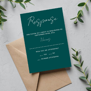 Cartão RSVP Casamento Peacock Mínimo de Simplicidade 3 Script