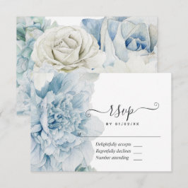 Cartão RSVP Casamento Peônias Azuis