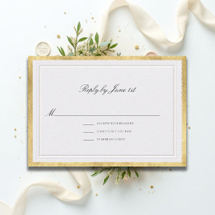 Cartão RSVP Casamento Pérola Dourada Clássico Formal Elevado