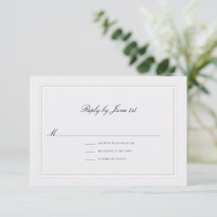 Cartão RSVP Casamento Pérola Elevado Clássico Moderno Formal
