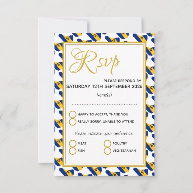 Cartão RSVP Casamento Personalizado BARBADOS (Frente)