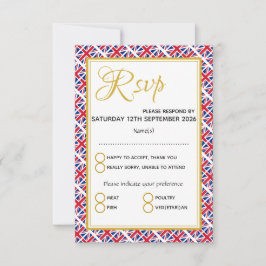 Cartão RSVP Casamento Personalizado BRITAIN, EXCELENTE do Rein