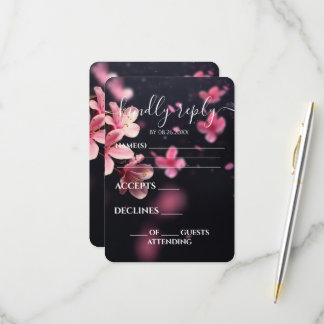 Cartão RSVP Casamento Personalizado com Flores de Cerejeira