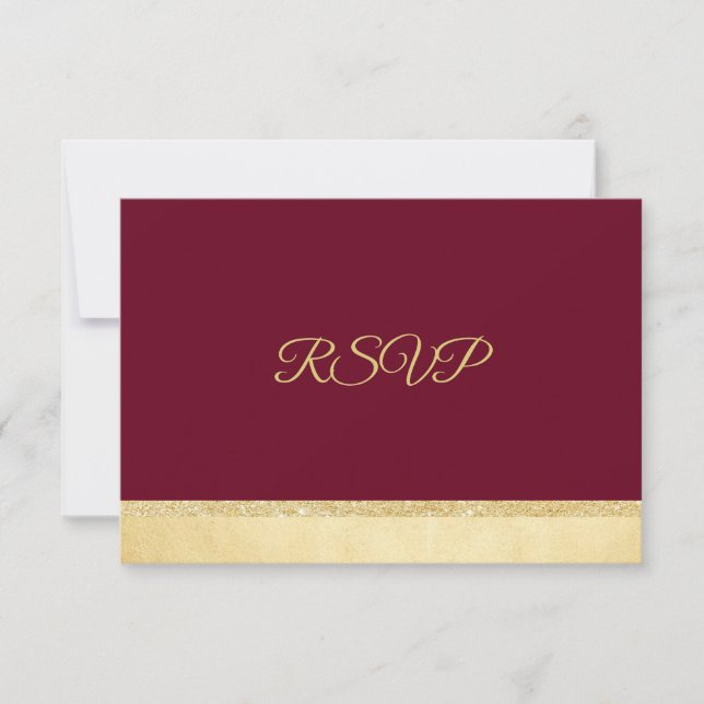 Cartão RSVP Casamento Personalizado de Outono Burgundy Dourado (Frente)