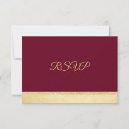 Cartão RSVP Casamento Personalizado de Outono Burgundy Dourado