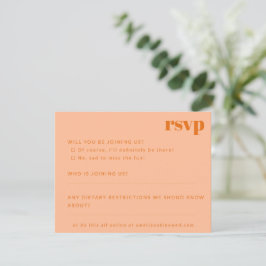 Cartão RSVP Casamento Personalizado De Pêssego Laranja-Minimal
