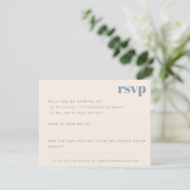 Cartão RSVP Casamento Personalizado De Retrô Azul Com Dusty Mi