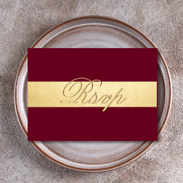 Cartão RSVP Casamento Personalizado Elegante Outono Borgonha R