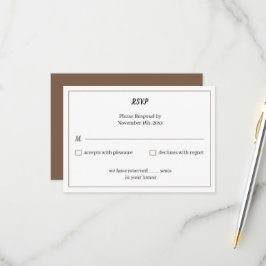 Cartão RSVP Casamento Personalizado Simples Brown