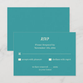 Cartão RSVP Casamento Personalizado Simples de Teal