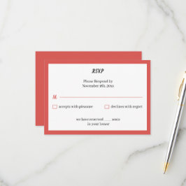 Cartão RSVP Casamento Personalizado Vermelho Simples