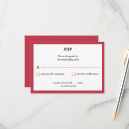 Cartão RSVP Casamento Personalizado Vermelho Simples
