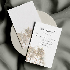 Cartão RSVP Casamento por Aquarela Costeira de Palm Trees
