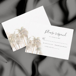 Cartão RSVP Casamento por Aquarela Costeira de Palm Trees