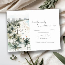 Cartão RSVP Casamento por Aquarela da Árvore Costeira de Miami