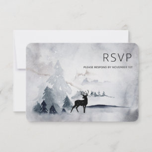 Cartão RSVP Casamento por Aquarela de Cinzas Russas de Reindee