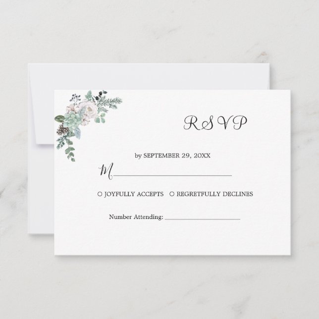 Cartão RSVP Casamento por Aquarela de inverno (Frente)