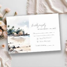 Cartão RSVP Casamento por Aquarela de Palma da Praia Bali da C