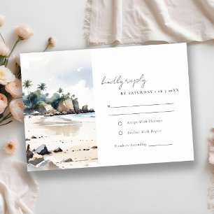 Cartão RSVP Casamento por Aquarela de Palma da Praia Bali da C