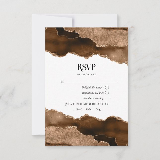 Cartão RSVP Casamento por Aquarela Dourada do Deserto (Frente)