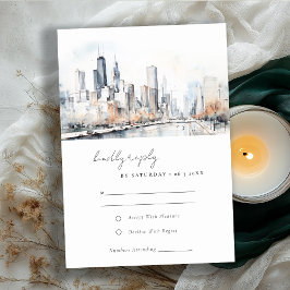 Cartão RSVP Casamento por Aquarela em Chicago, Illinois