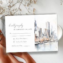 Cartão RSVP Casamento por Aquarela em Chicago, Illinois