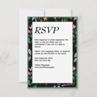 Cartão RSVP Casamento Por Aquarela Física De Whimsical