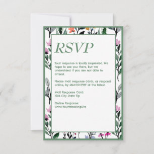 Cartão RSVP Casamento Por Aquarela Física De Whimsical