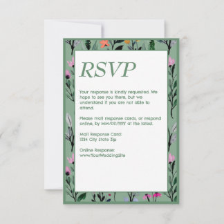 Cartão RSVP Casamento Por Aquarela Física De Whimsical