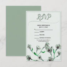 Casamento por Aquarela Floral Verde Sage